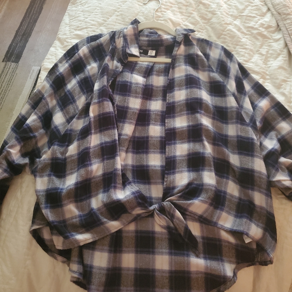 UO Open Tie Front Flannel